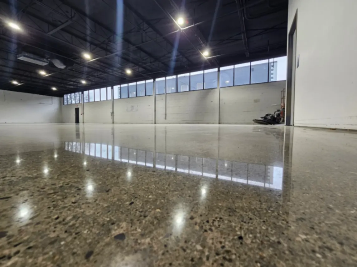 Polished concrete warehouse floor