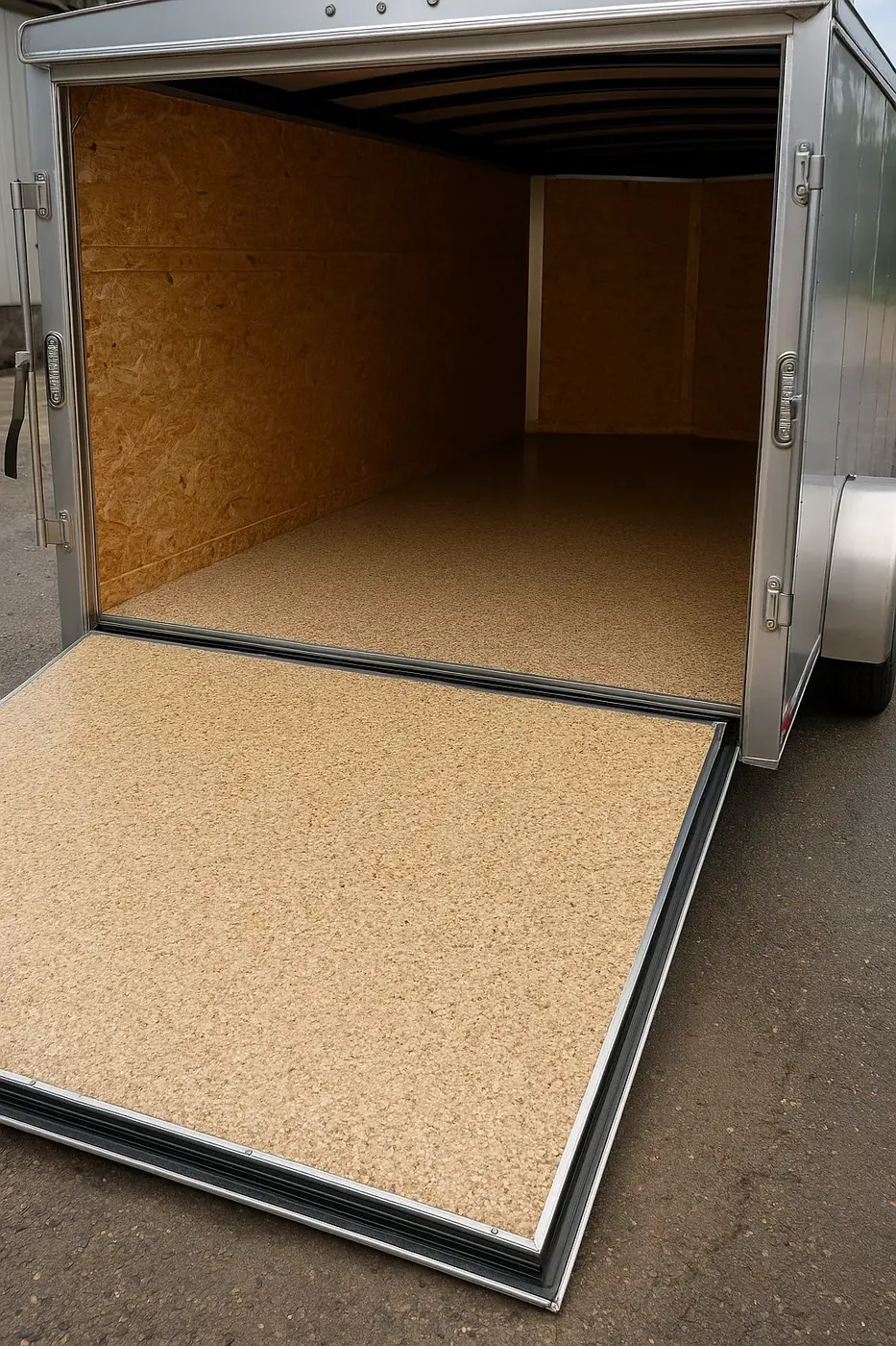 Trailer floor with tan flake finish